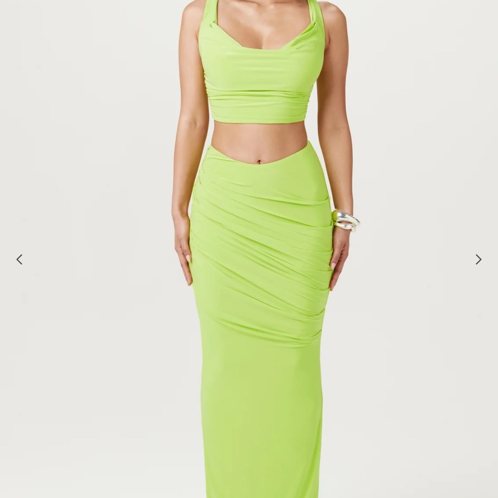 Naked wardrobe cowl neck top green